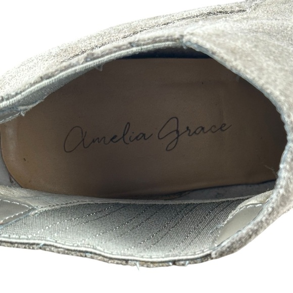 Amelia Grace booties 7M leather upper 2 1/2" heel beige color - Picture 13 of 13